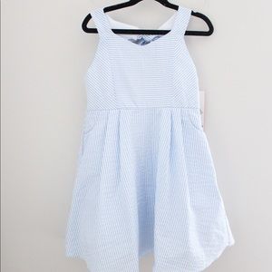RARE EDITIONS Girls Blue Striped Dress Bow 6X